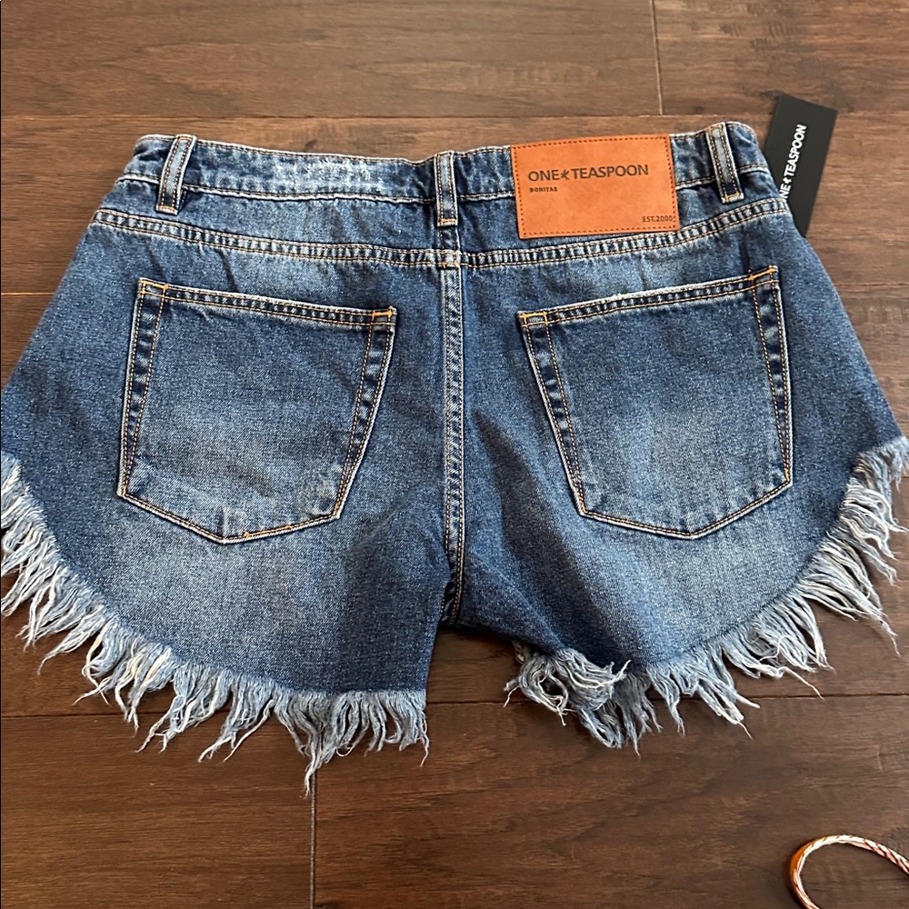 New! ONE TEASPOON PACIFICA BONITAS destroyed shorts denim 27 - Picture 8 of 12